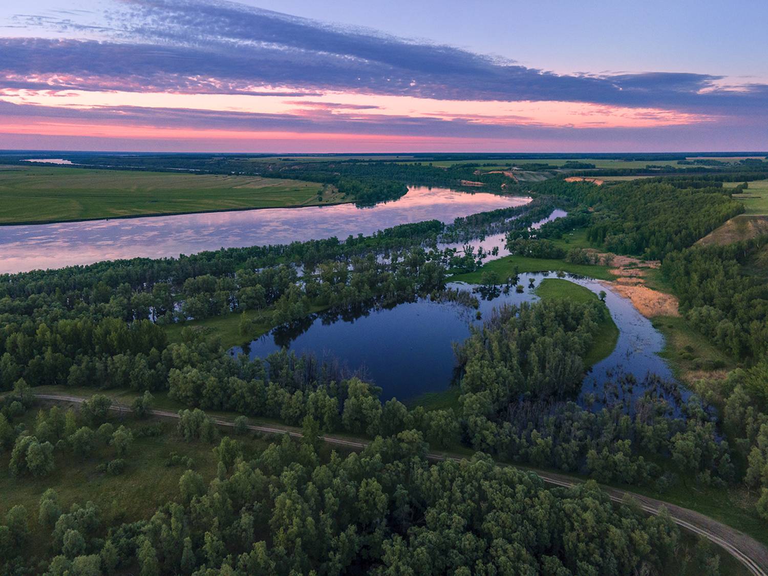 природа, пейзаж, река, весна, вечер, закат, разлив, половодье, иртыш, Sokolova Tatiana