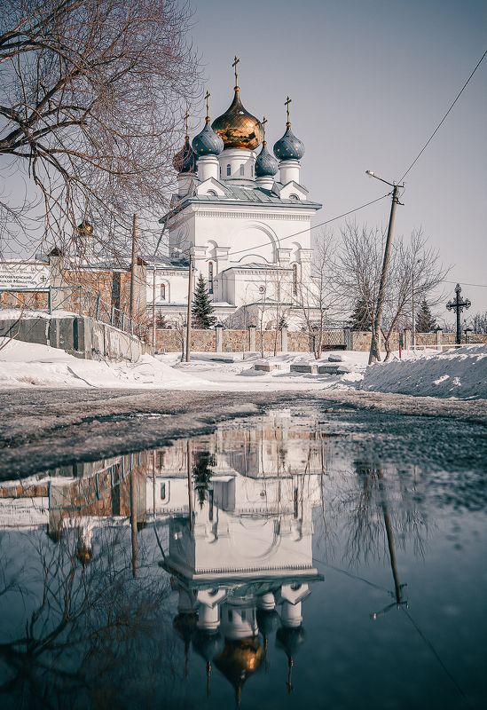 церковь, пейзаж, облака, монастырь, природа, россия, религия Богоявленский мужской монастырь в г. Челябинск фото превью