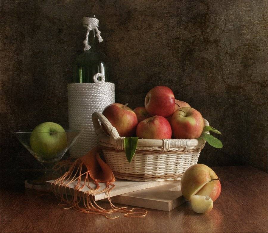 Бутылка, Натюрморт, Яблоки, Svetlana Tkachenko