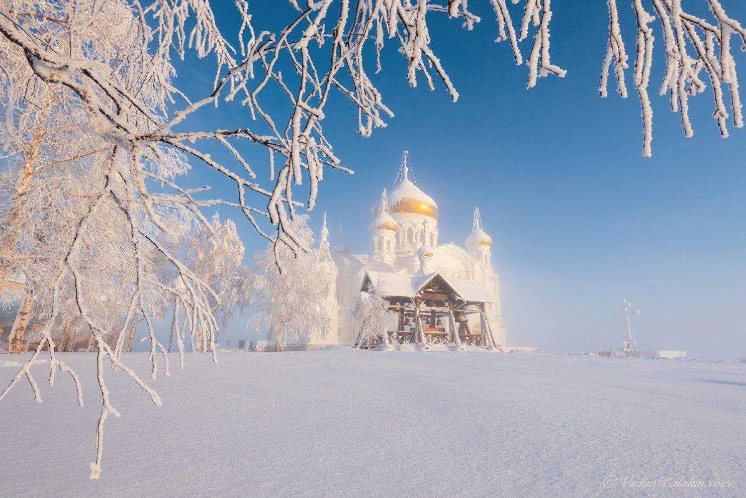 Белогорский монастырь, Зима, Зимний пейзаж, Мороз, Пейзаж, Пермский край, Россия, Русская зима, Снег, Церковь, Январь, Вадим Балакин