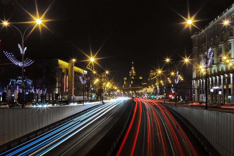 Город., Дорога., Ночь. \