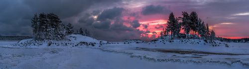 Панно - зимние шхеры Ладоги, или заря над островами.