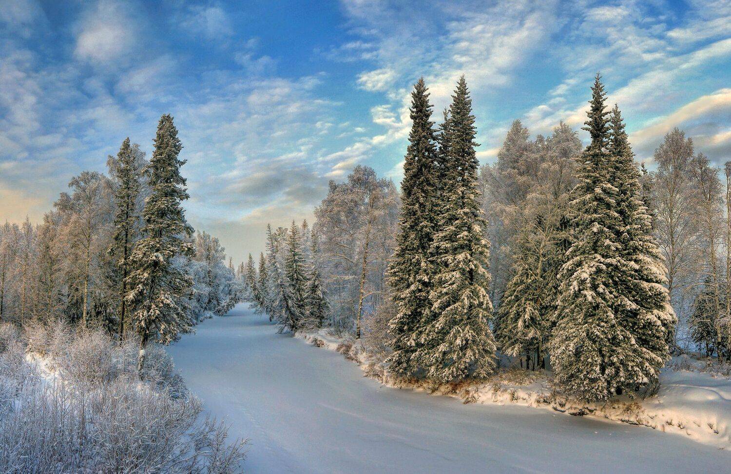 зима, небо, река эсс, север, пейзаж, природа, Татьяна