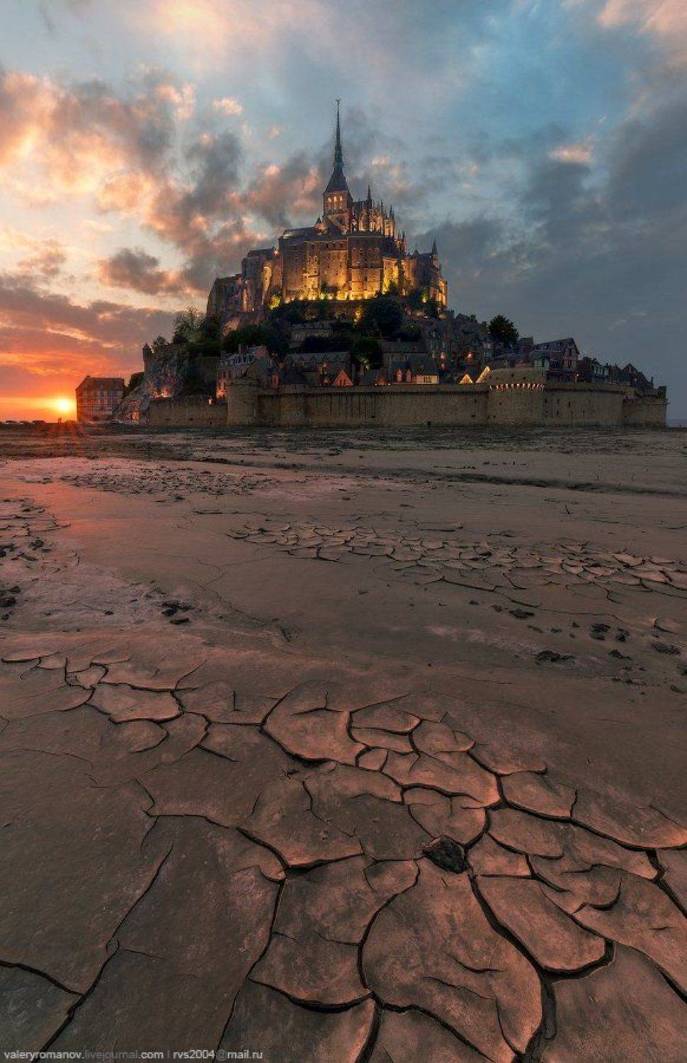 Закат, Мон-Сен-Мишель, Нормандия, Франция, Mont Saint-Michael, романов, Валерий Романов