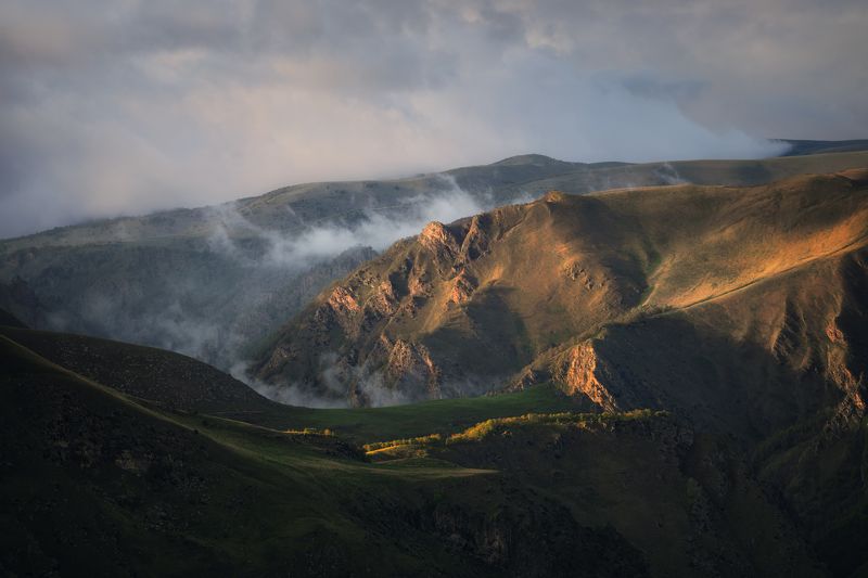 пейзаж, горы, кавказ, закат, облака Парящие фото превью