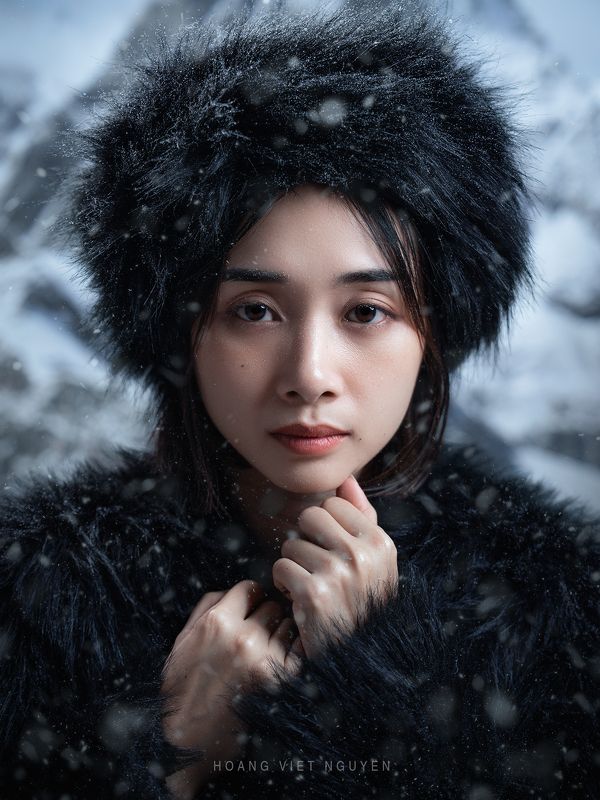 portrait, face, asian, vietnamese, vietnam, staged, winter, cold, studio, snow, female * * * фото превью