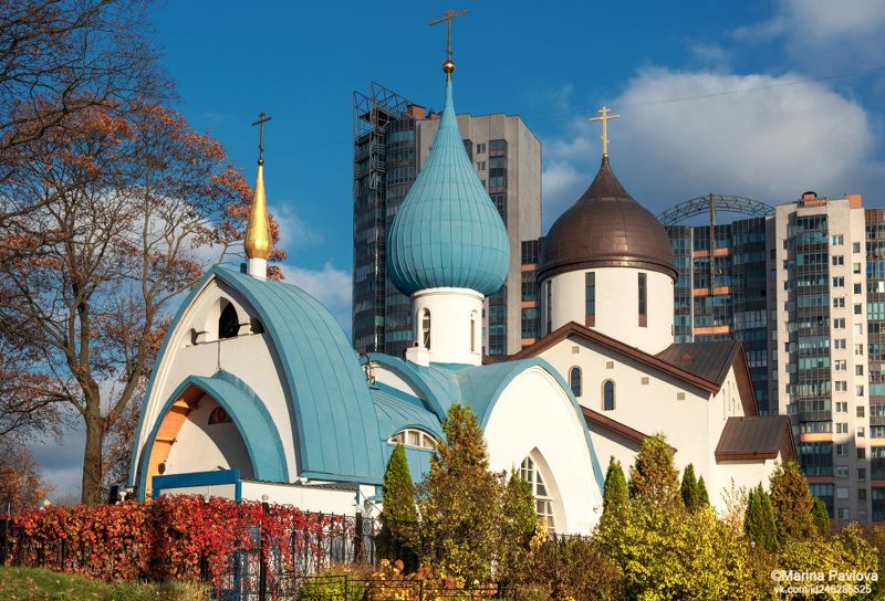 город, архитектура, санкт-петербург, городской пейзаж, храм святого праведного иоанна кронштадтского, храмы петербурга, Осенний храм святого праведного Иоанна Кронштадтского фото превью