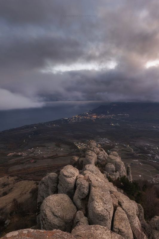 крым, демерджи, алушта, горы, закат, осень, пейзаж, лучистое Южная Демерджи в ноябре фото превью