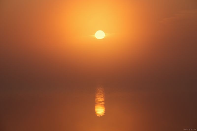 пейзаж, рассвет, озеро, туман, болото, осень, кедр, сосна, лес Восход Сатурна фото превью