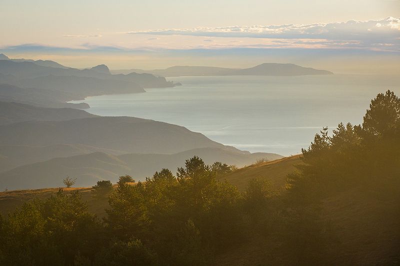 крым, утро, осень, горы, пейзаж, море, берег, Восточный берег Крыма... фото превью
