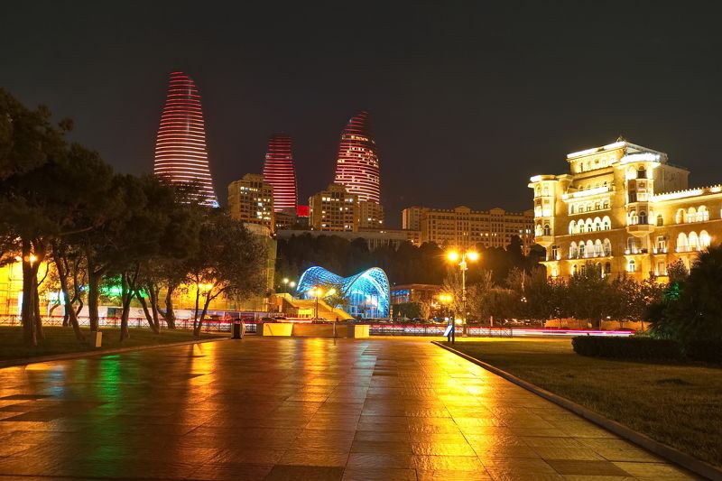 баку, ноябрь, ночь, огни Ночной Баку фото превью