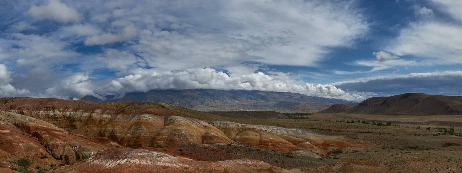 алтай, чуйская котловина, кызылчин, озерные отложения, красноцветные отложения, небо, аридный ландшафт, облака, alos