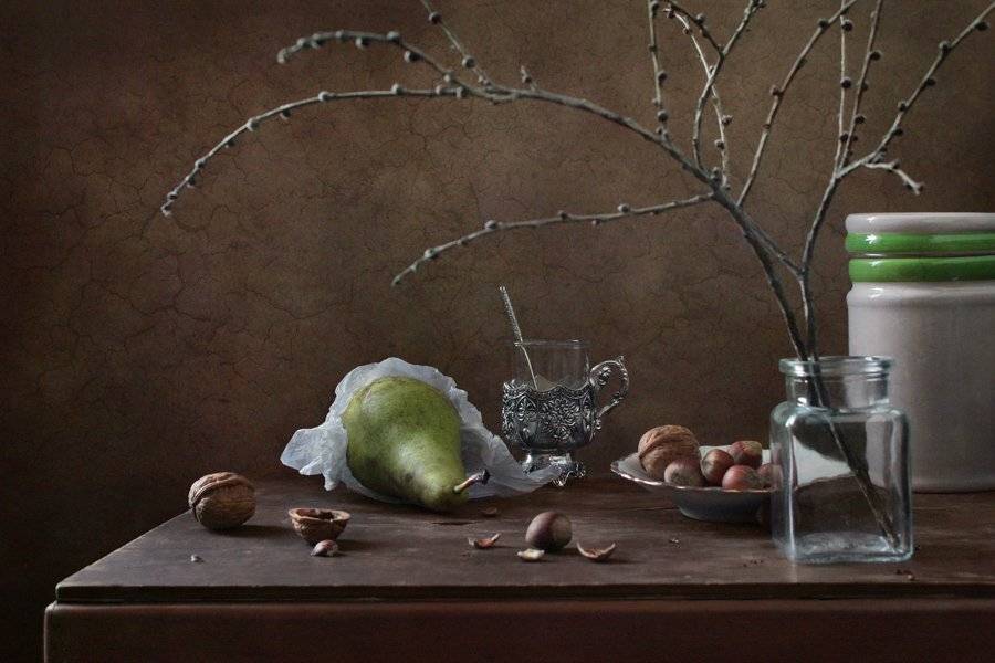 Груша, Зима, Орехи, Фотонатюрморт, Курочкина Диана