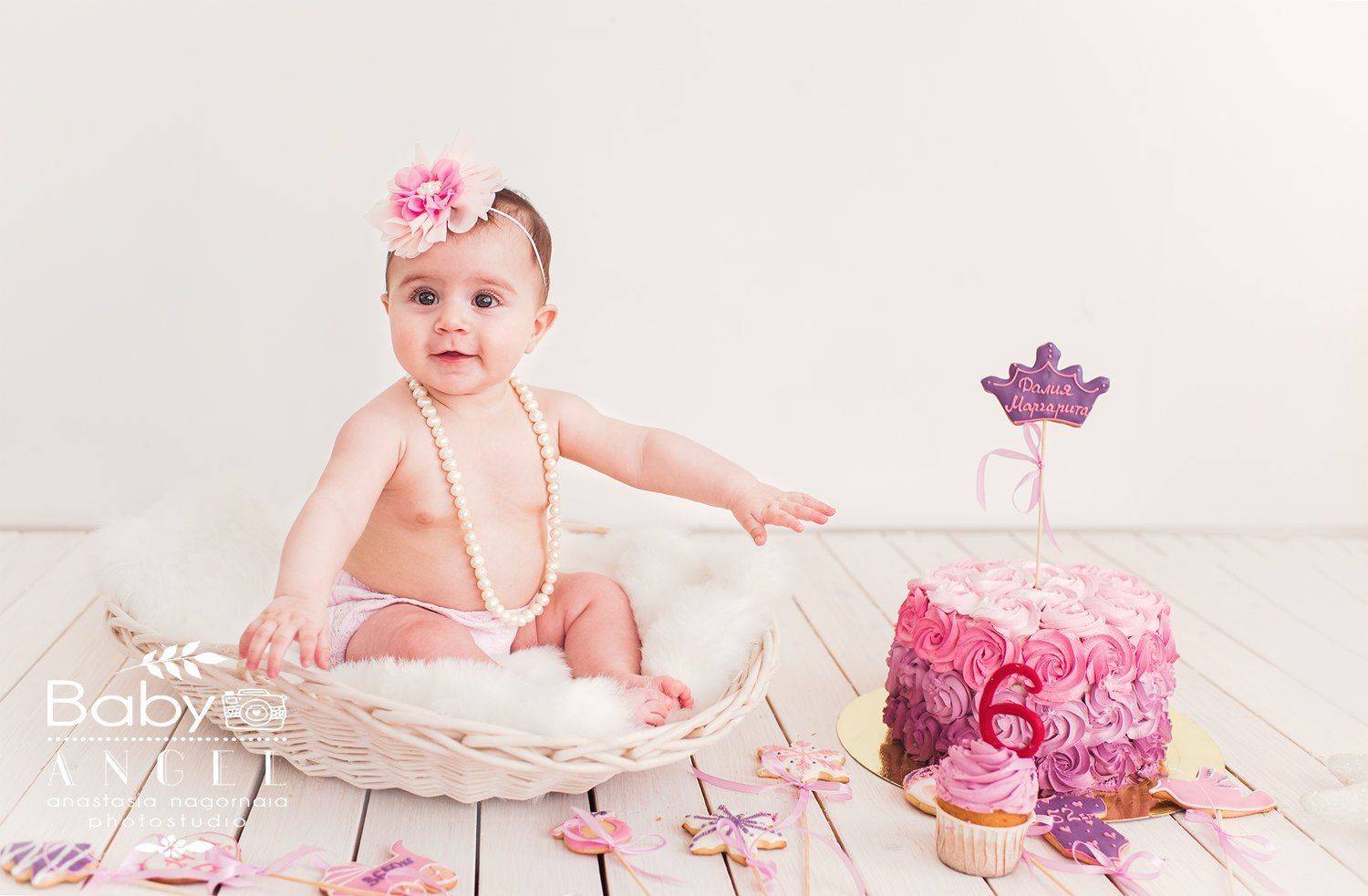 Smash cake,первый тортик,девочка,торт,6мес,бусы,студия, Анастасия Нагорная