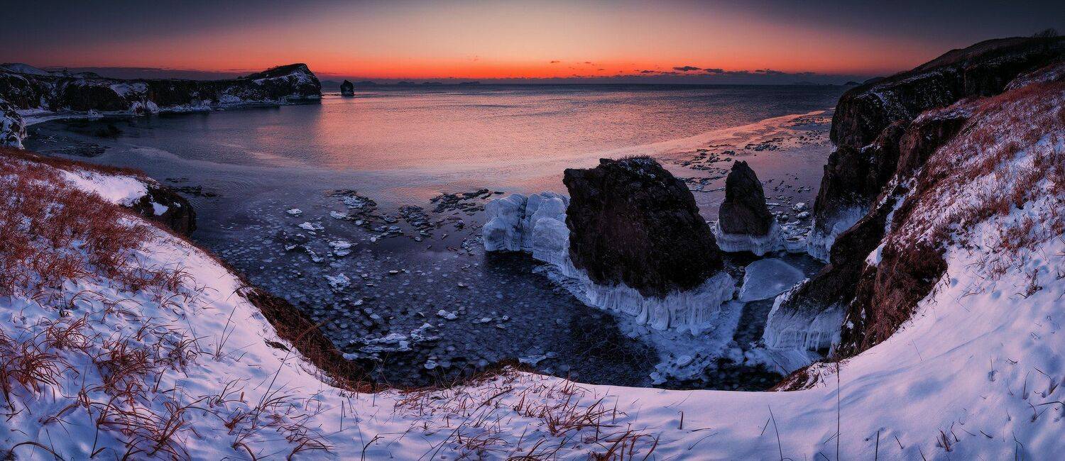 Зима, Лёд, Море, Скалы, Снег, Утро, Андрей Кровлин