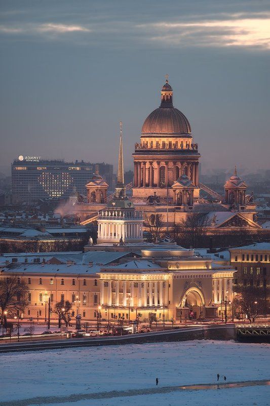Адмиралтейство, Азимут, Вечер, Зима, Исаакиевский собор, Нева, Отель, Санкт петербург, Сердце Вечерний Петербург. Сердце города фото превью