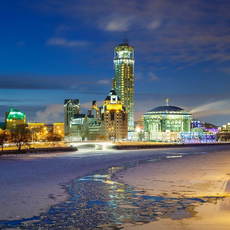 Вечер, Зима, Лед, Ммдм, Москва, Река ММДМ фото превью