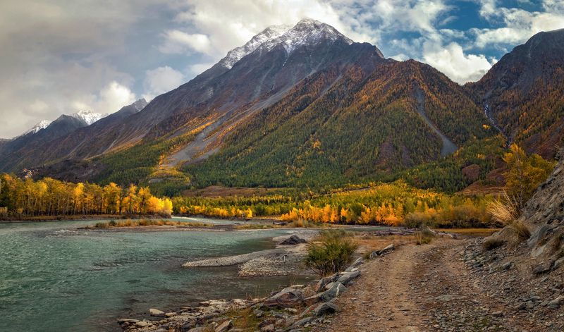 горный алтай,сентябрь,вечер,катунский хребет,река аргут,дорога По вечерней дороге... фото превью