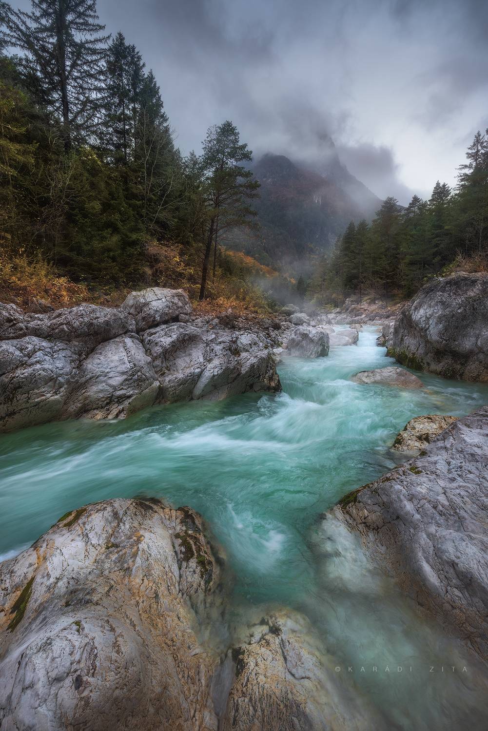 slovenia, longexpo, river, landscape,  sky, trees, mountains, mountainscape, foggy, rocks, landscape, landscapephotography,, Kar&aacute;di Zita
