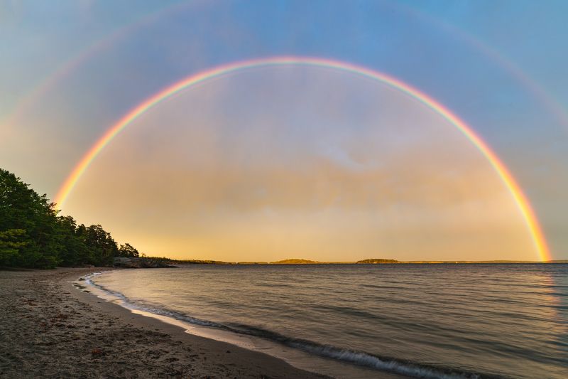 радуга, море, скалы, Балтика Радуга над Балтикой фото превью