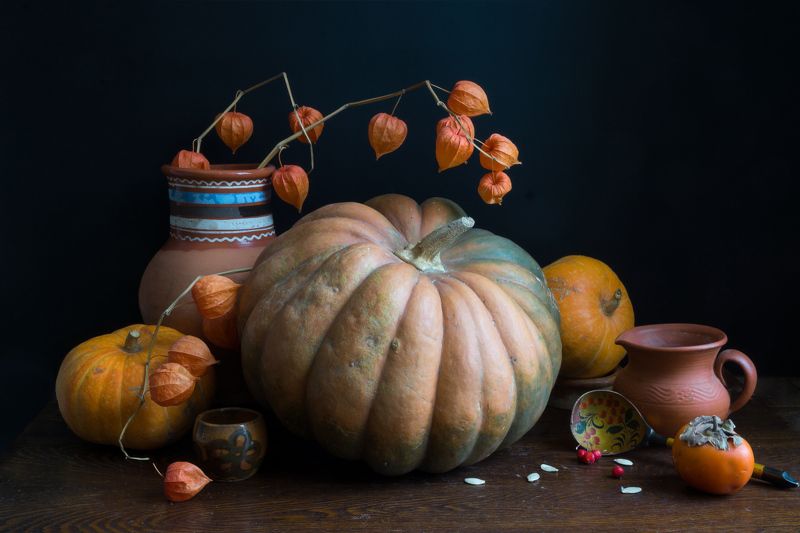 Тыквы и физалис. Серия работ фото превью