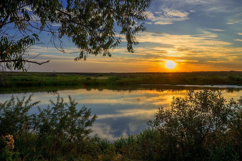 осень озеро закат Закат... фото превью