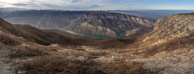 Россия, Дагестан, Казбековский район, Сулакский каньон, Миатлинская ГЭС, панорама,  Панорама фото превью