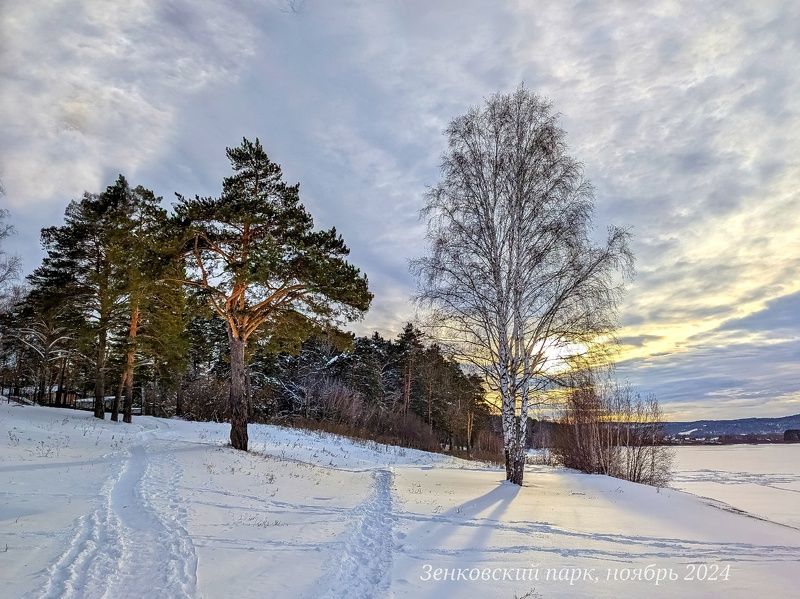 природа, nature, осень, краски_осени, мой_край, сибирь, зенковский _парк, озеро, закат, фото на телефон Почти зимний закат фото превью