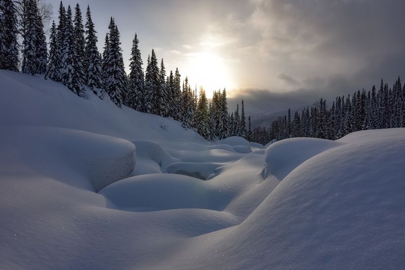 россия, хакасия, пейзажи, зима, кузнецкий алатау, казыр, сугробы, снег, ели Зима в Кузнецком Алатау фото превью