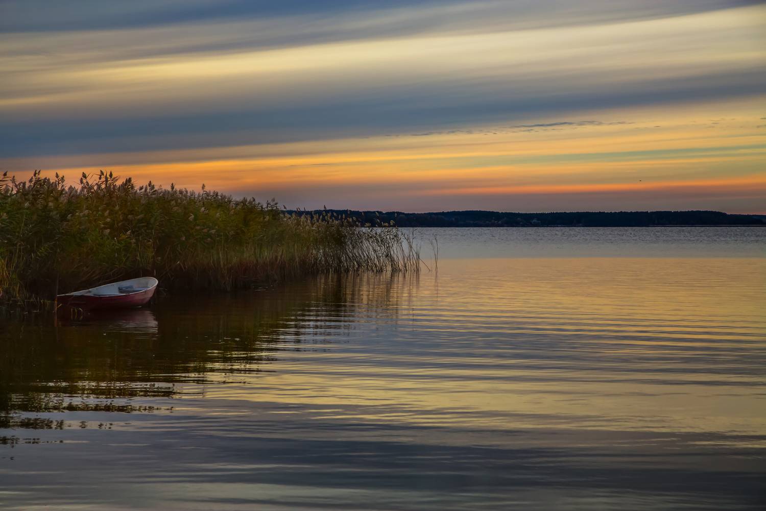 озеро, пейзаж, облака, отражение, утро, осень, Мурзинов Виктор