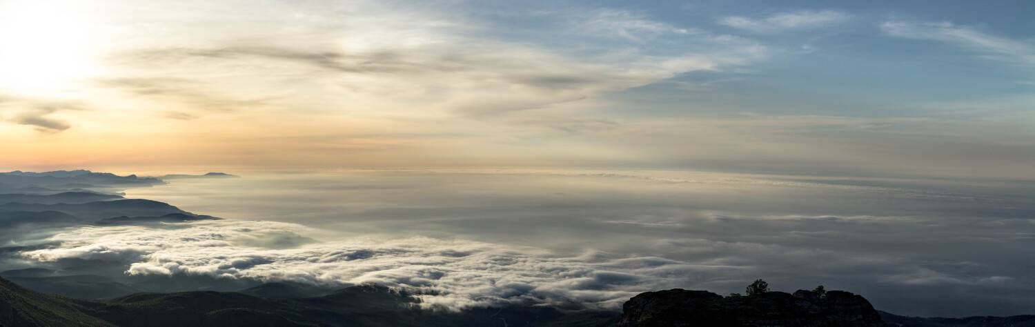 пейзаж, горы, облака, рассвет, туман, море, природа, панорама, высота, горизонт, Раимун Алексей