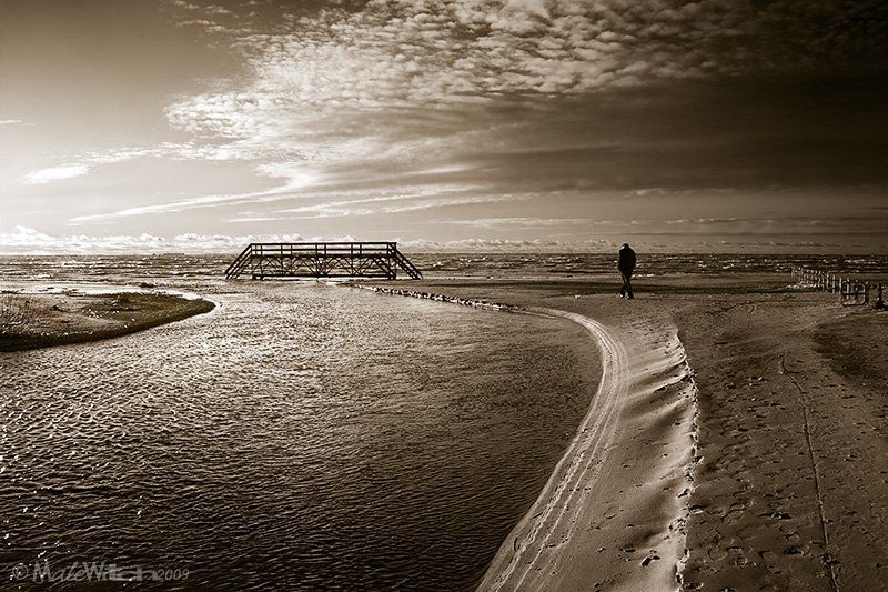 landscape, nature, sepia, bridge, sky, beach, cloud, man, пейзаж, небо, природа, сепия, мост, пляж What dreams may come... фото превью