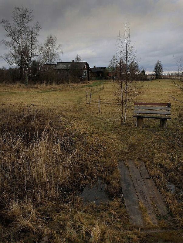 осень,деревня,автобусная остановка Ожидание фото превью