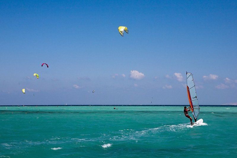 серфинг, красное море, египет, путешествия, пейзаж Красное море. Серфингист. фото превью