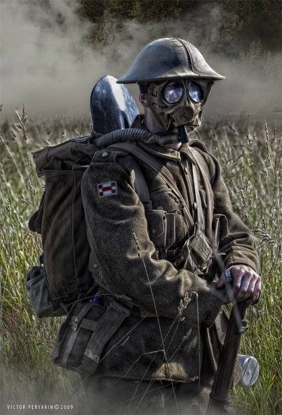 1916, первая, мировая, война, газовая, атака, противогаз, солдат, реконструкция, Виктор Перякин