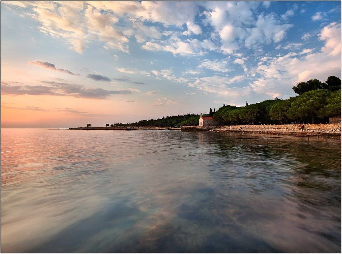 хорватия, умаг, церковь, sv., pellegrino, море, закат, izh Diletant (Валерий Щербина)