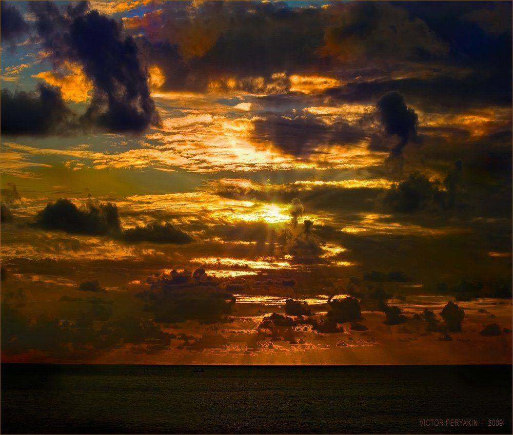 кипр, палитра, закат, облака, лучи, море, Виктор Перякин