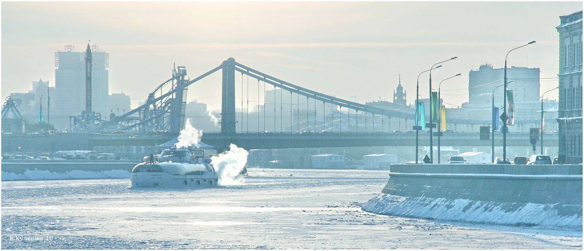 город, река, москва, мост,зима,крымский мост, кулешов, судно фердинанд, Кулешов Евгений