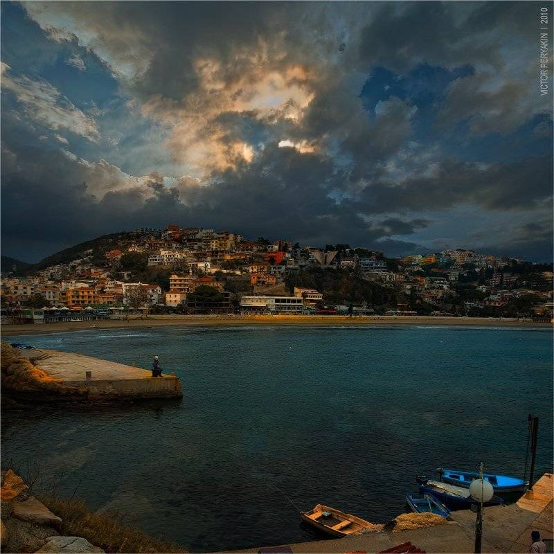 черногория, ульцин, адриатика, город, память, облака, Виктор Перякин