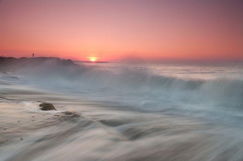 Black sea, Fineart, Landscape, Nature, Rocks, Sea, Seascape, Sky, Sunrise, Water The time and the water фото превью