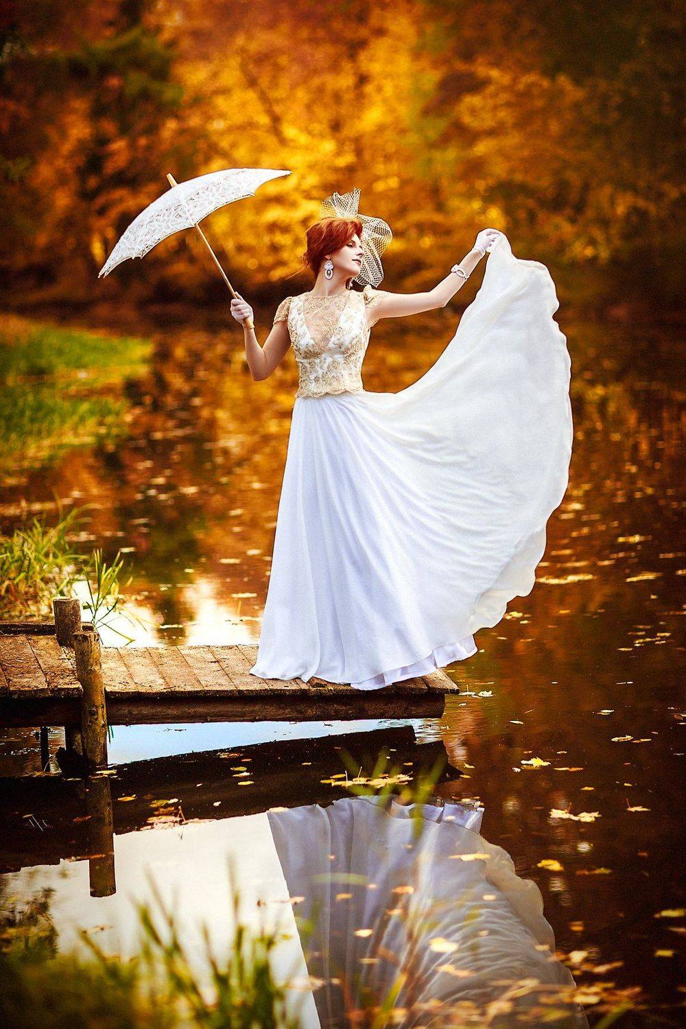 Autumn, Colors, Lake, Portrait, Woman, Руслан Болгов (Axe)