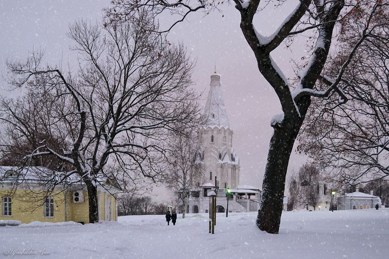 зима, коломенское, снег, пейзаж, храм, архитектура *** фото превью