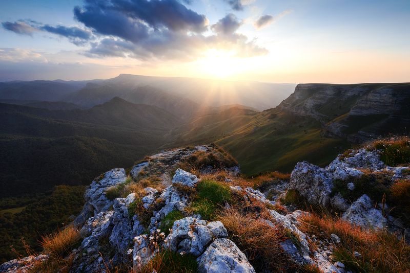 пейзаж, облака, природа, россия, кавказ, закат, бермамыт, Незадолго до заката фото превью