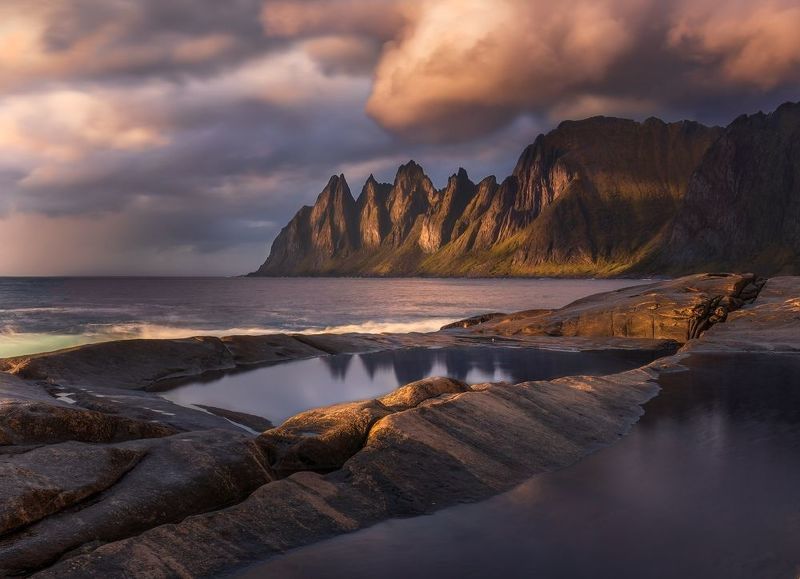 Senja, tungeneset, norway, sunset The Devil\'s Jaw фото превью