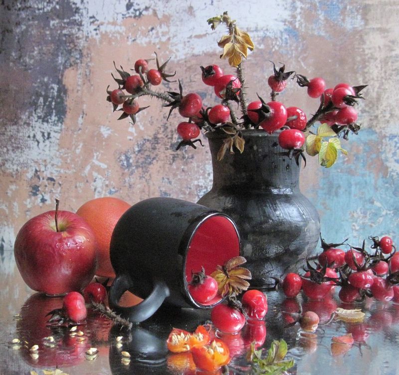 ветки, шиповник, яблоко, грейпфрут, керамика Витаминки фото превью