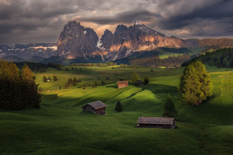 Seiser alm, landscape, sunset, travel, italy, dolomites Glowing Skies фото превью