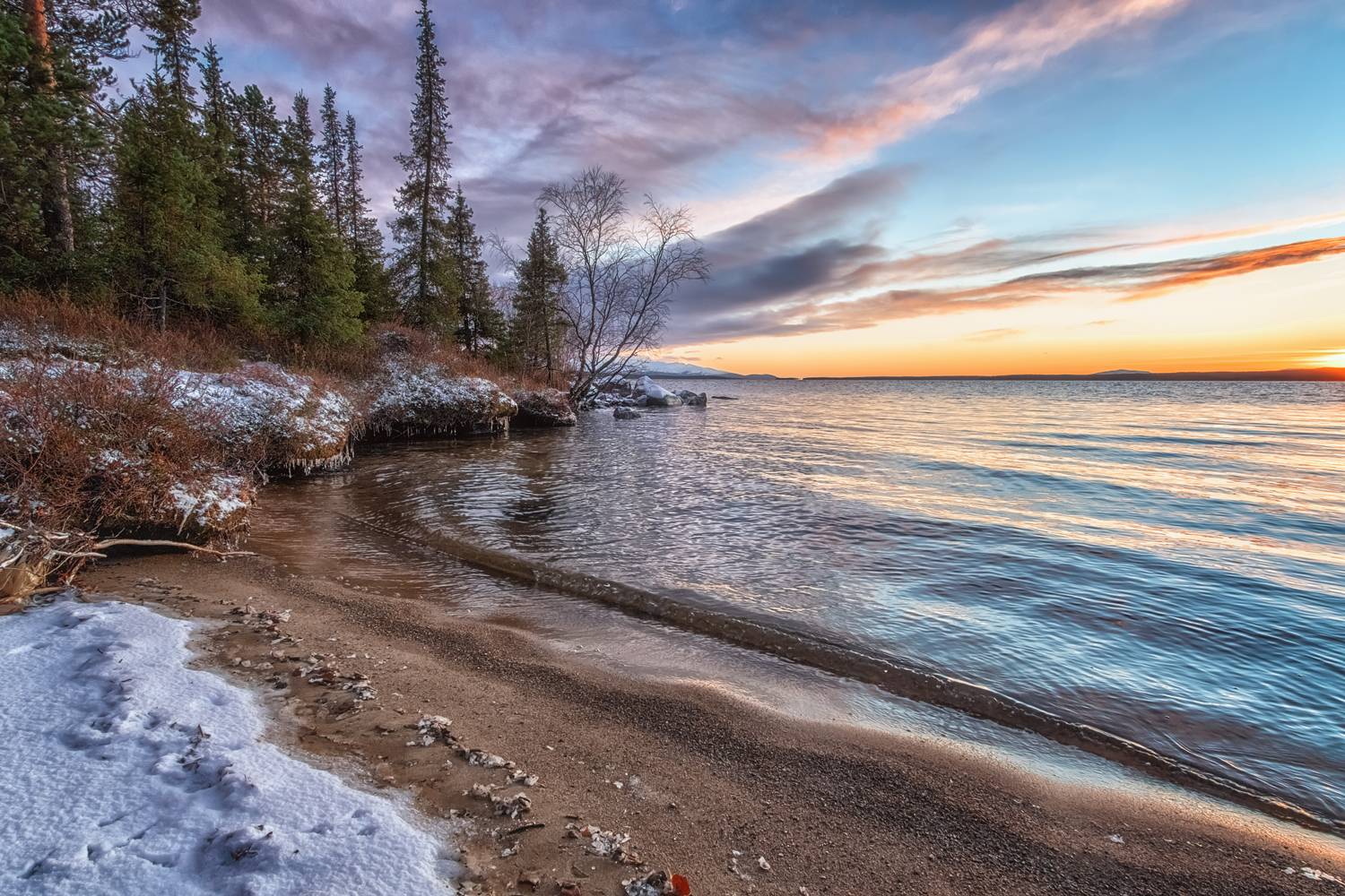 имандра, кольский, озеро, закат, осень, Тихонов Сергей
