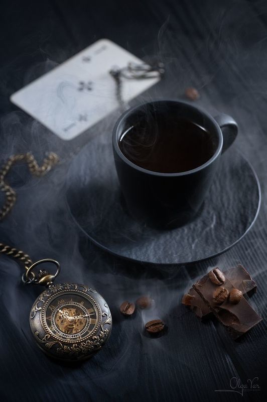 время, часы, дым, кофе, черный кофе, черный, карты, шоколад Время - дым... фото превью