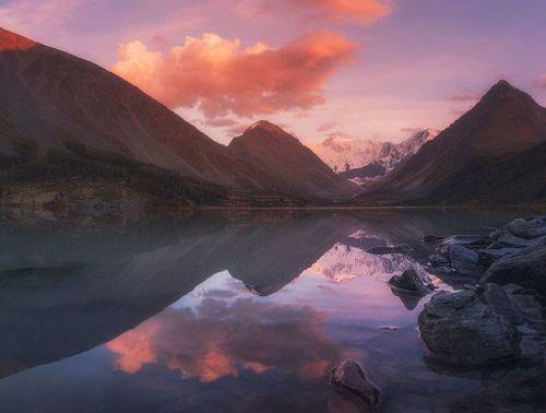 Белуха в отражениях Аккемского озера