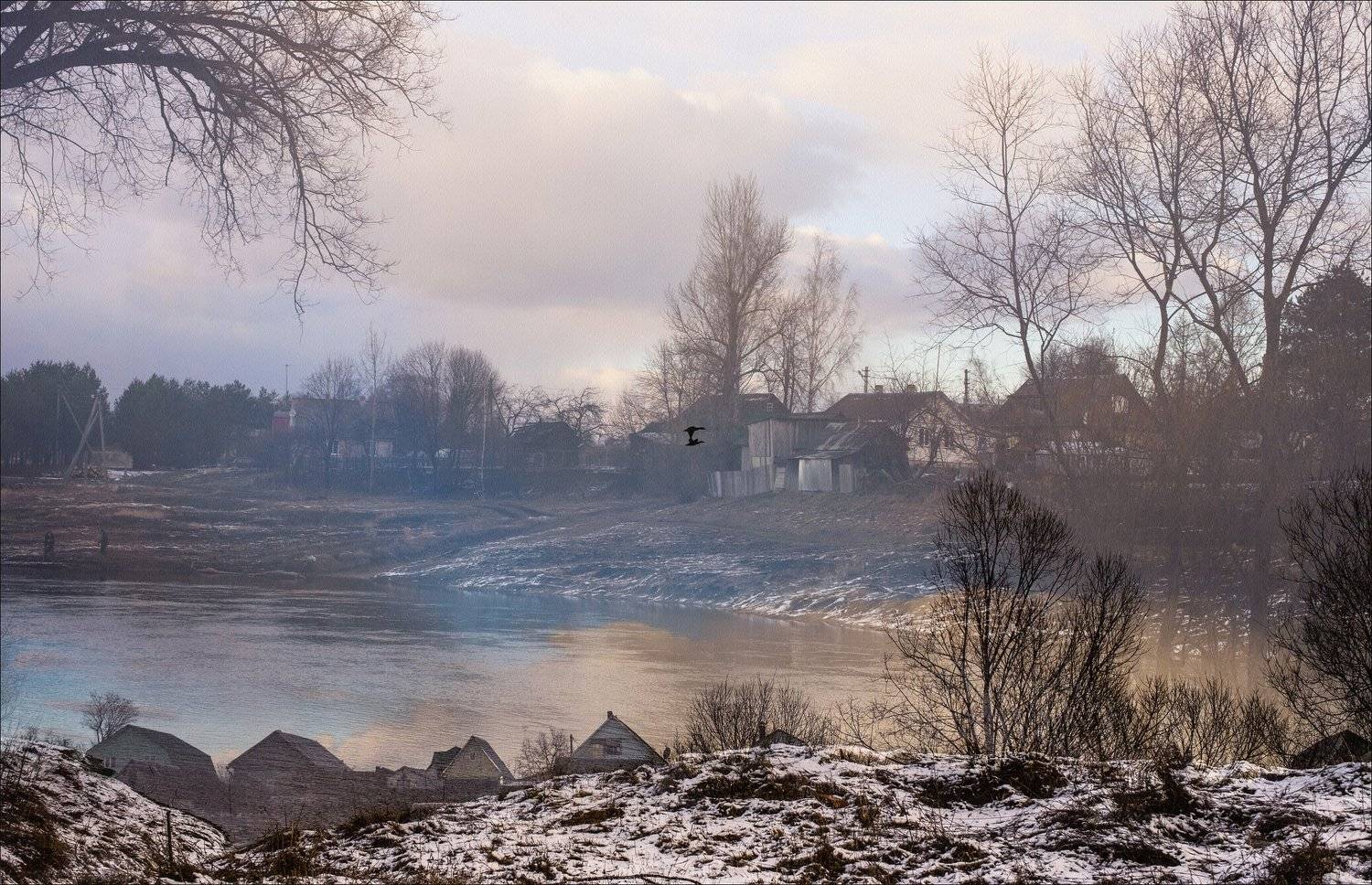 Весна, Мультиэкспозиция, Над рекой, Пейзаж, Ранняя весна, Лидия Киприч